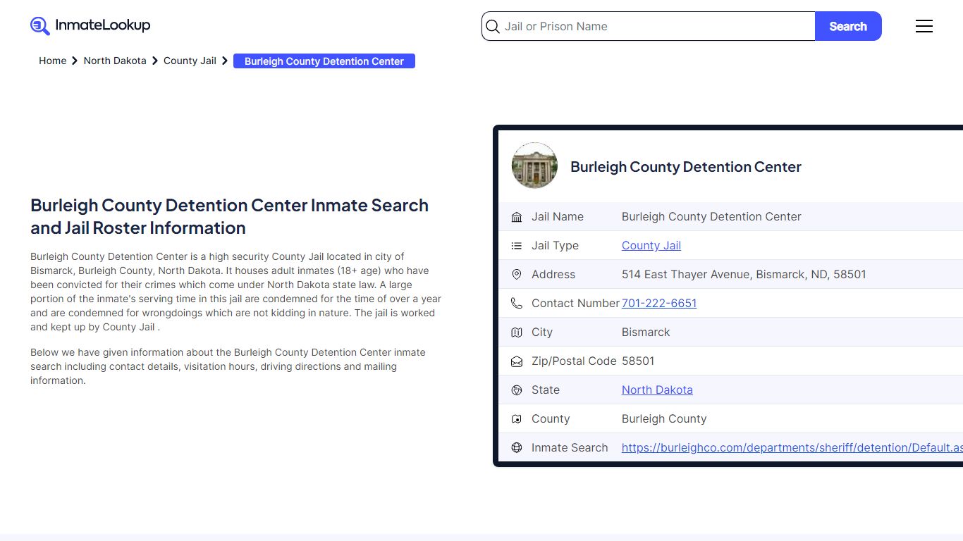 Burleigh County Detention Center Inmate Search, Jail Roster, Bookings ...
